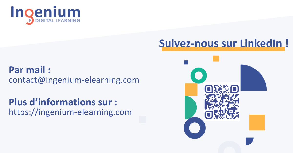 Liens vers mail de contact, site web et page LinkedIn d'Ingenium digital learning
